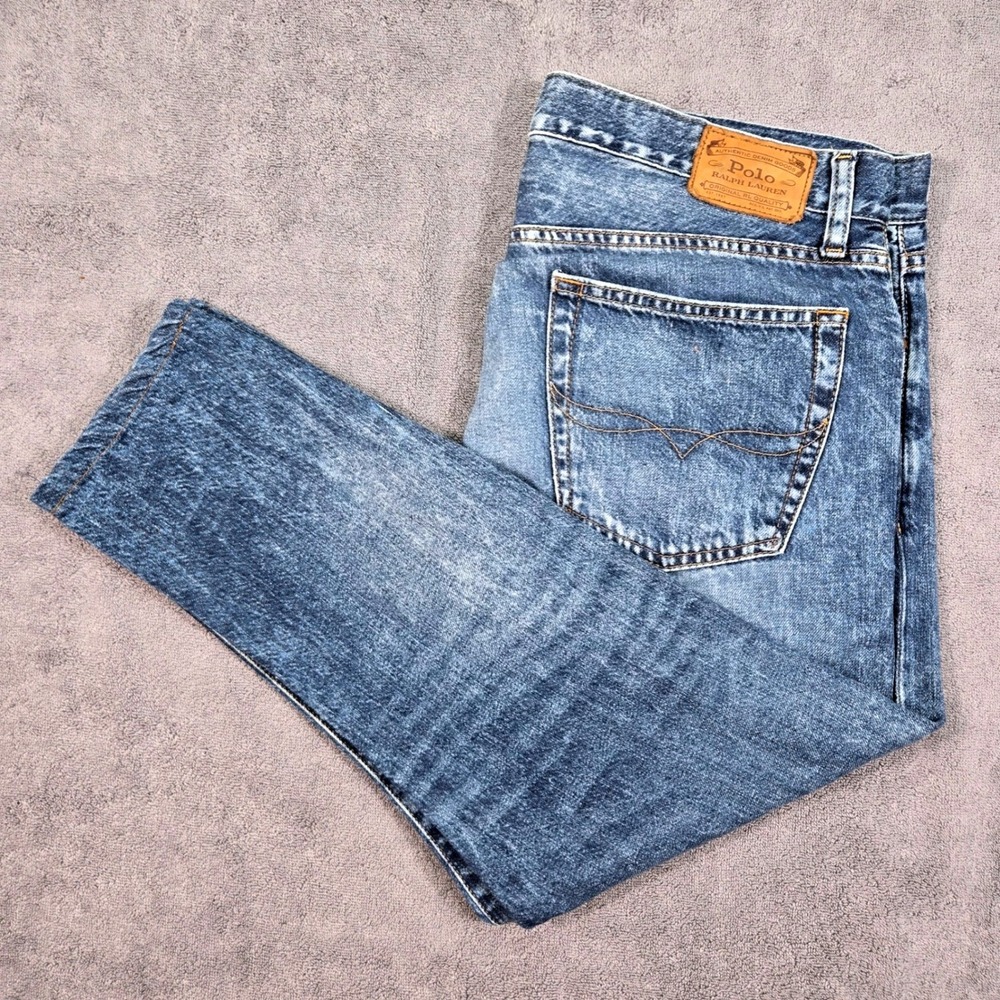Polo Ralph Lauren Sullivan Slim Jeans Mens 36x30 (38x26) Blue Acid Wash Denim